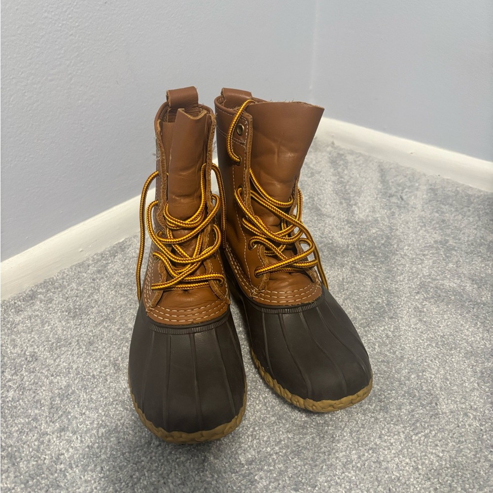 L.L. Bean Tan and Black Rain Boots